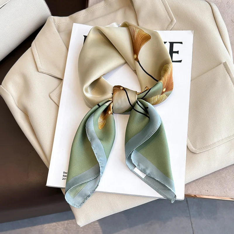 Printed Square Scarf 27.5 × 27.5 in Polyester Silk-Feel Headband Neck Wrap Hair Accessory for Women Spring Summer Fall Winter Versatile | Lonoma