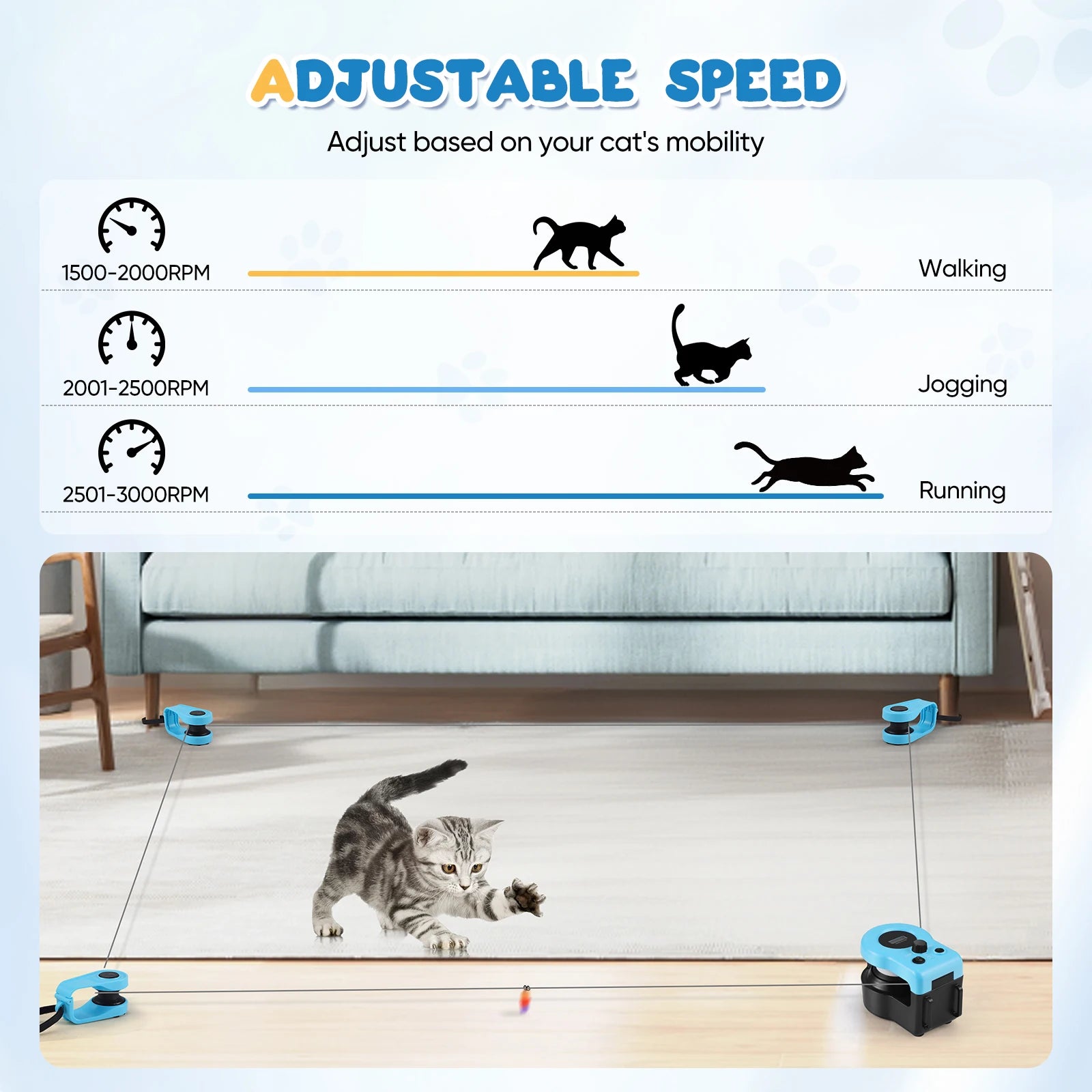 Cat Exercise Track Toy Automatic Remote Control Adjustable Speed 1500-3000RPM Interactive Chase Game Rechargeable 4000mAh Mouse Sound Indoor | Koossa