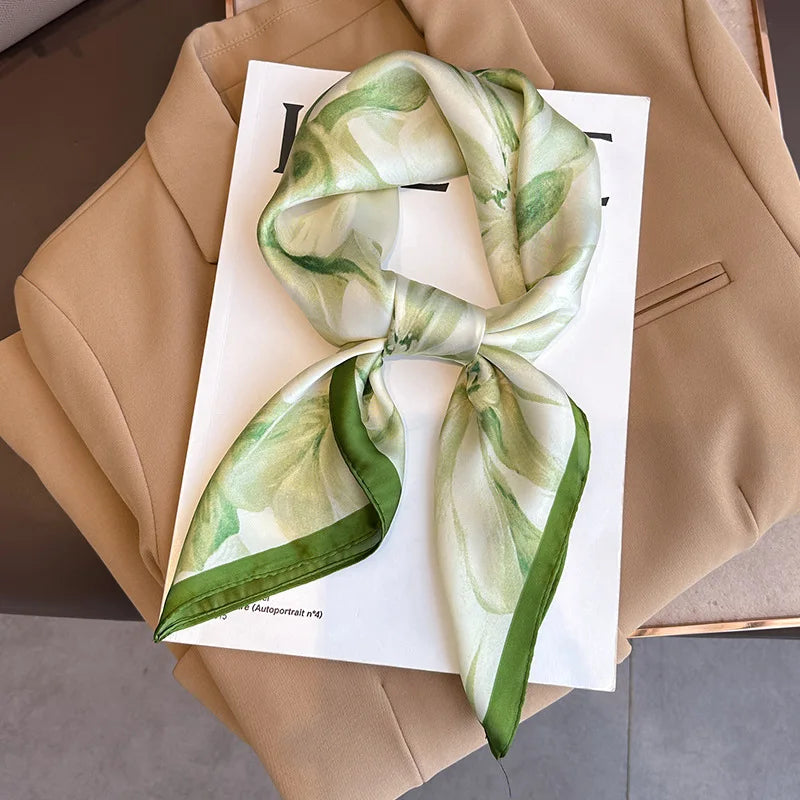 Printed Square Scarf 27.5 × 27.5 in Polyester Silk-Feel Headband Neck Wrap Hair Accessory for Women Spring Summer Fall Winter Versatile | Lonoma
