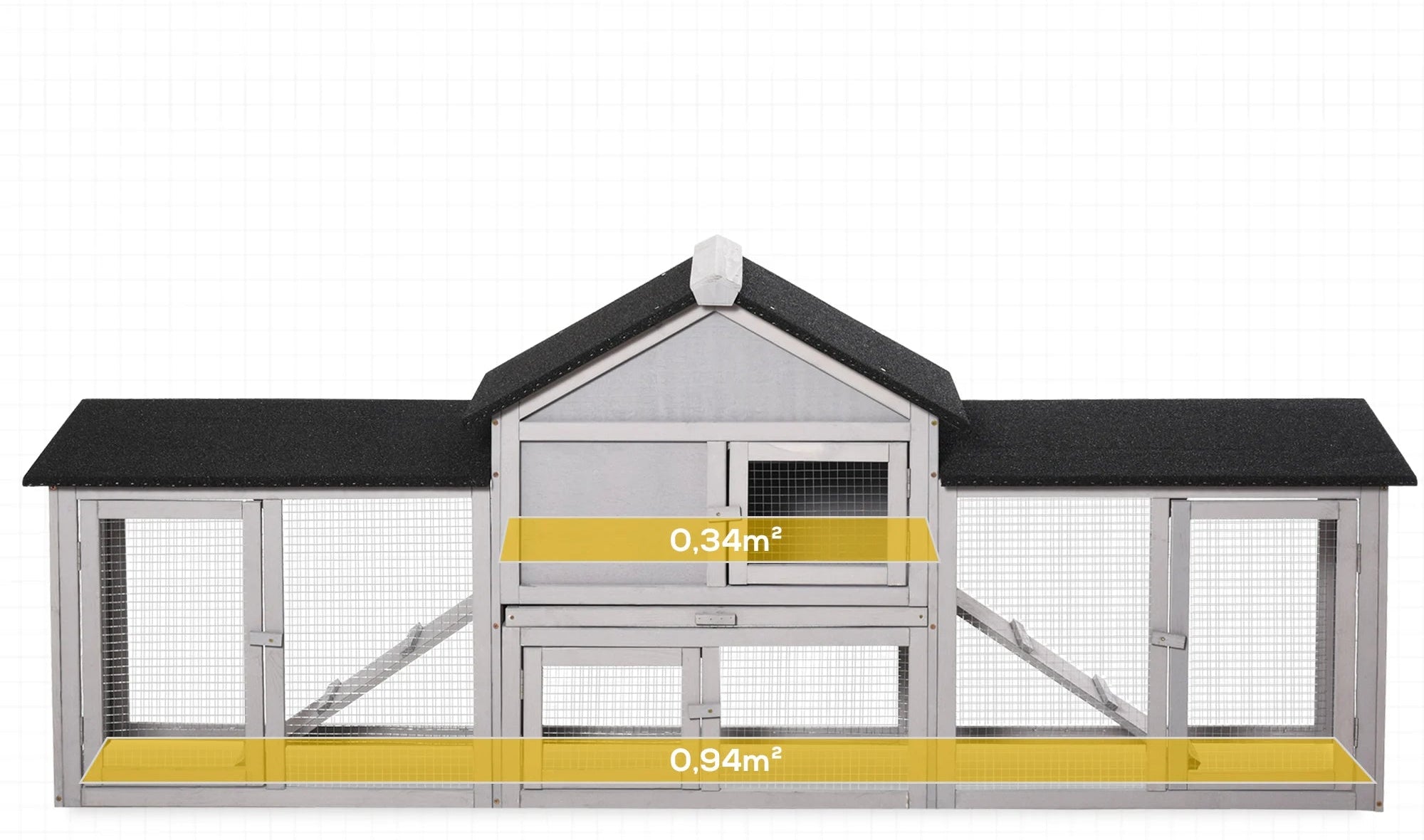 Rabbit Hutch Outdoor Large 2-4 Rabbits Wooden Guinea Pig Cage House Run 210cm Weatherproof Asphalt Roof Pull-Out Tray | Koossa