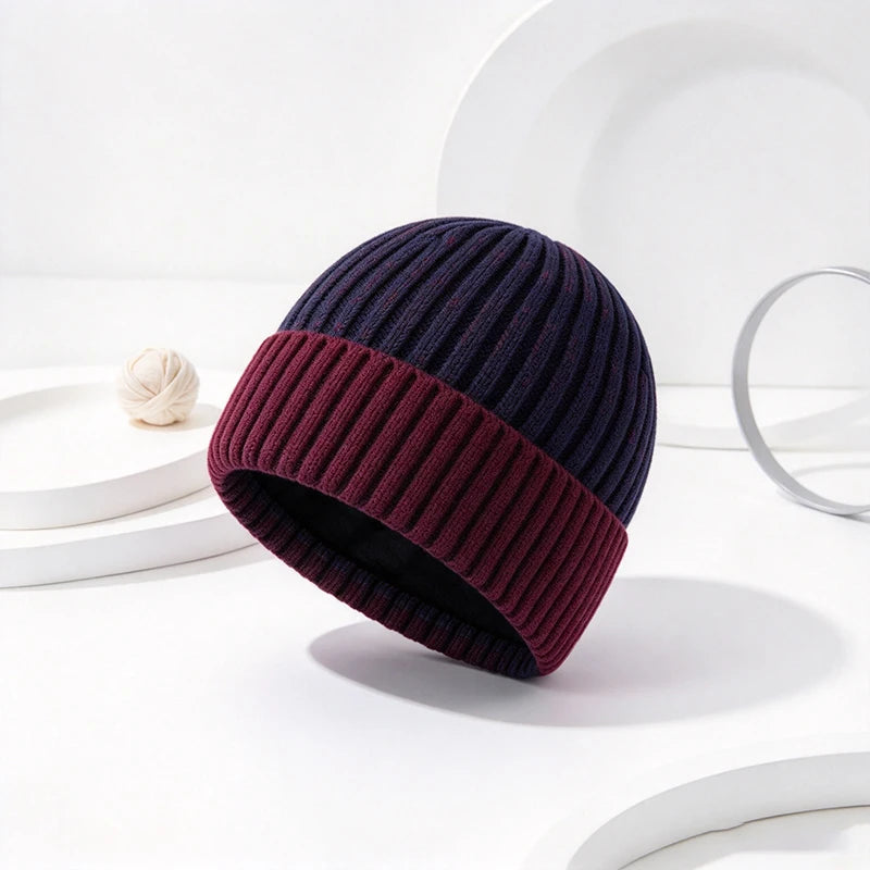 Men's Fleece-Lined Knit Beanie Winter Hat with Cuff Warm Thermal Skull Cap for Everyday Cold Weather | Lonoma