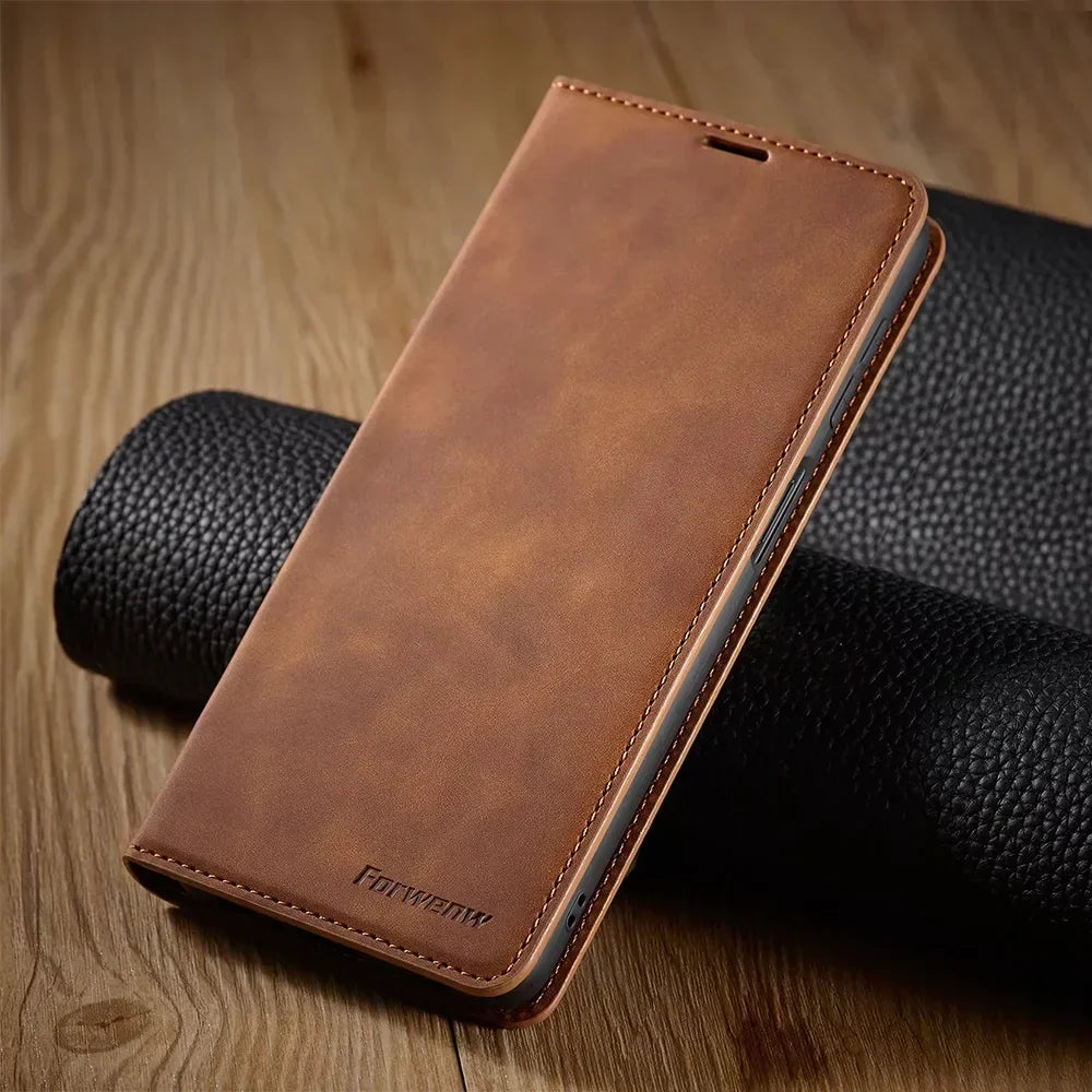 Étui portefeuille en cuir magnétique Samsung avec rabat porte-cartes protection élégante et fonctionnelle | Koossa