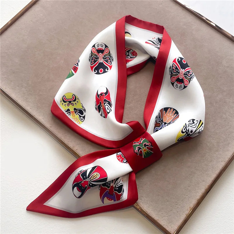 Satin Skinny Neck Scarf with Equestrian Print for Women – Versatile Hair Ribbon, Wrist Wrap, Bandana & Handbag Tie – 30 × 5 in Silky | Lonoma
