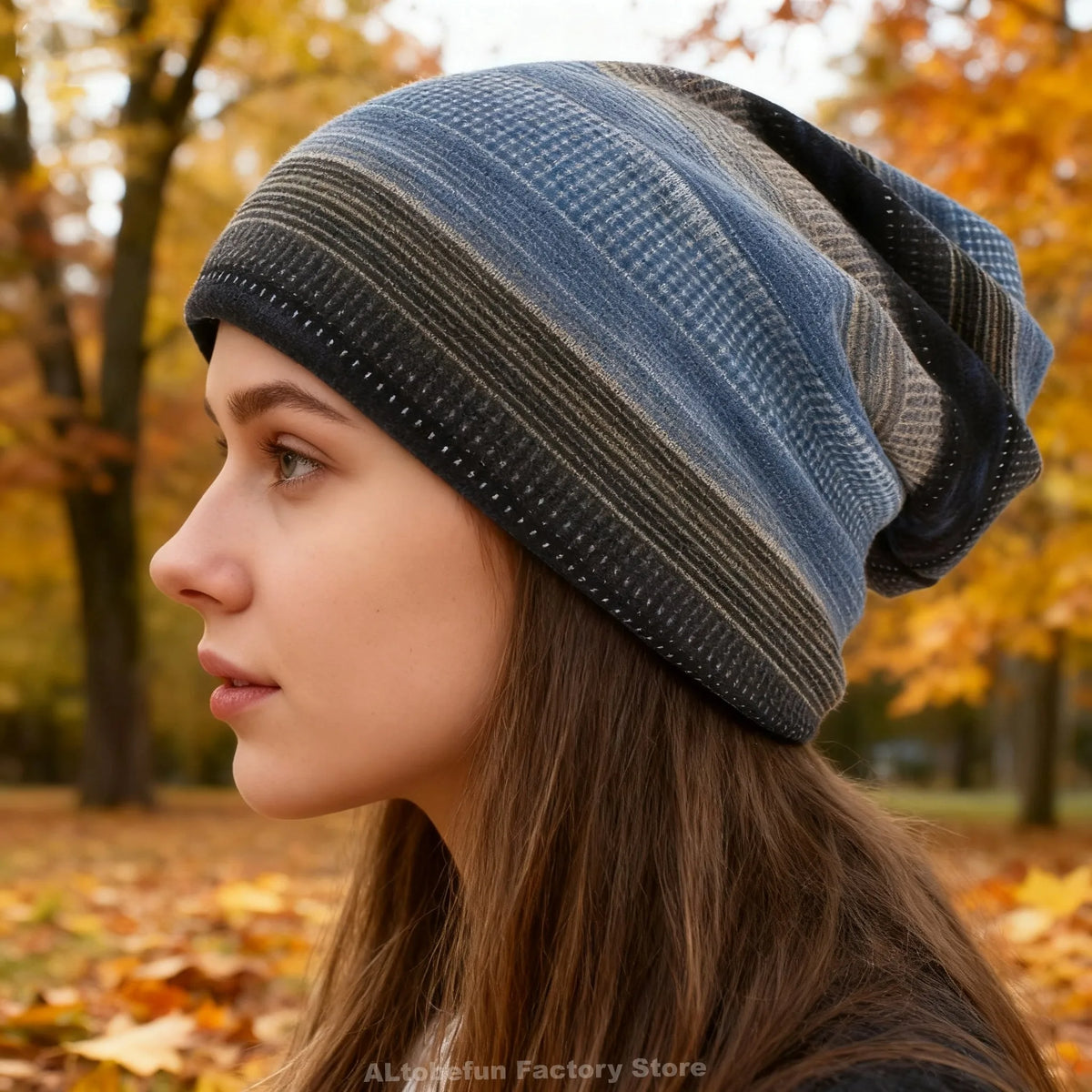Lightweight Striped Beanie Hat for Women - 2-in-1 Knit Skullcap & Neck Scarf Combo - Fall Winter Headwear - Casual Slouchy Cap | Lonoma