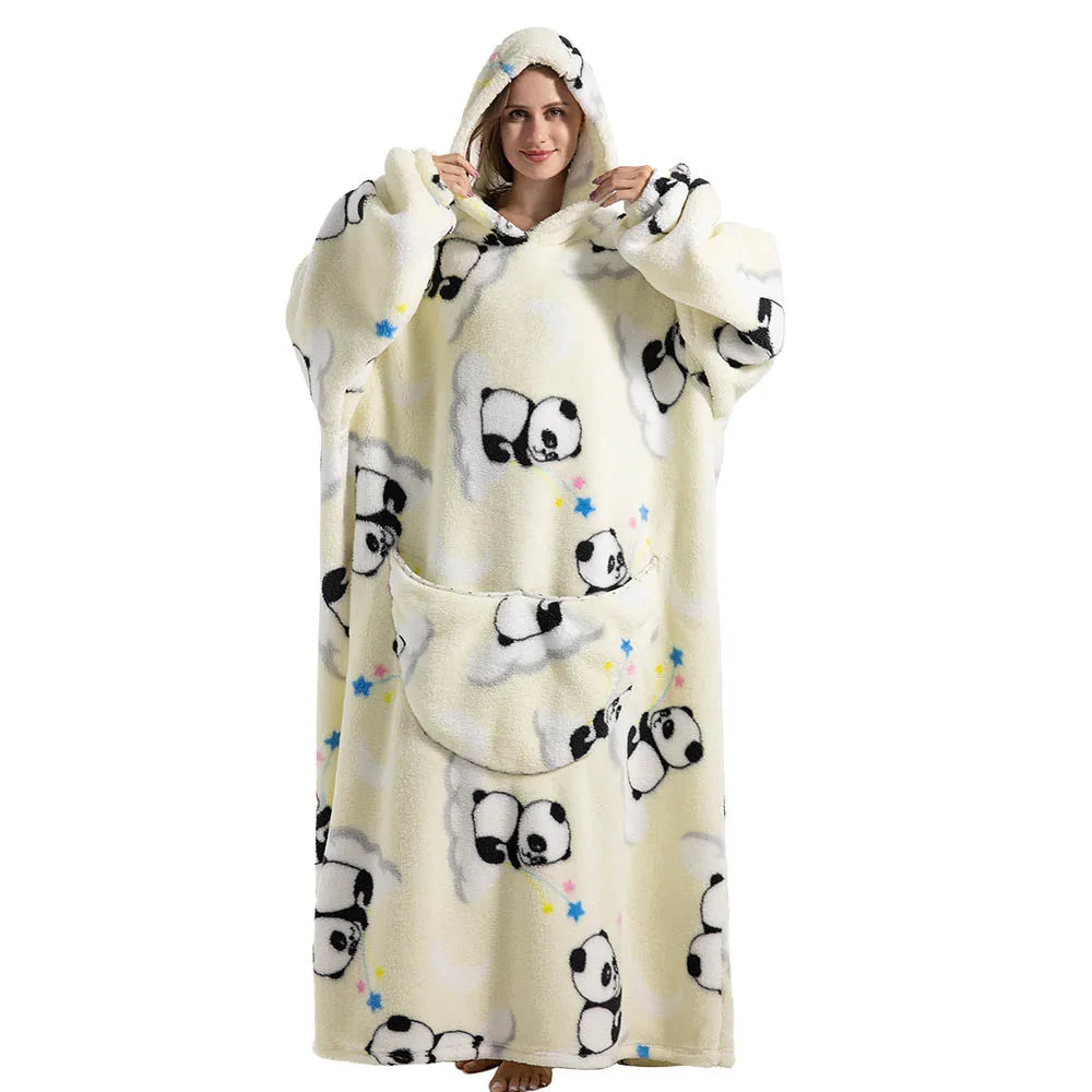 Oversized Wearable Blanket Hoodie with Sleeves Sherpa Fleece Throw for Adults Cozy Soft Plush Winter Loungewear Women Men | Lonoma