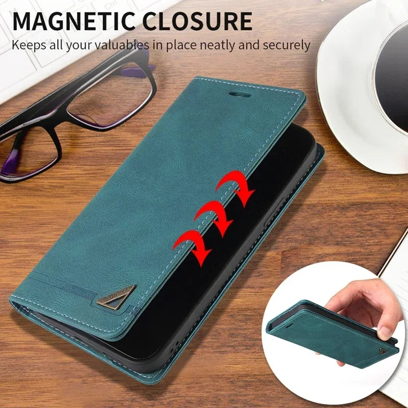 Leather Flip Wallet Phone Case for Samsung Galaxy A-Series with Card Slots Magnetic Closure Kickstand | Lonoma
