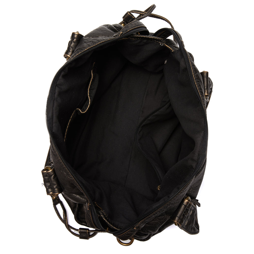 Women's Black Handbag — Spacious Vintage-Inspired Work Bag for Laptops & A4 Documents | Koossa