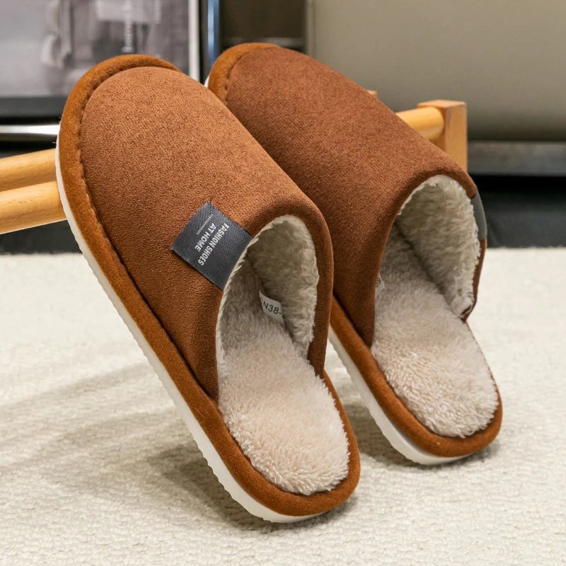 Men's Suede House Slippers Indoor Winter Shoes Quiet Non-Slip Cushioned Warm Slip-On Moccasins for Fall Cold Weather Guest Bedroom | Lonoma