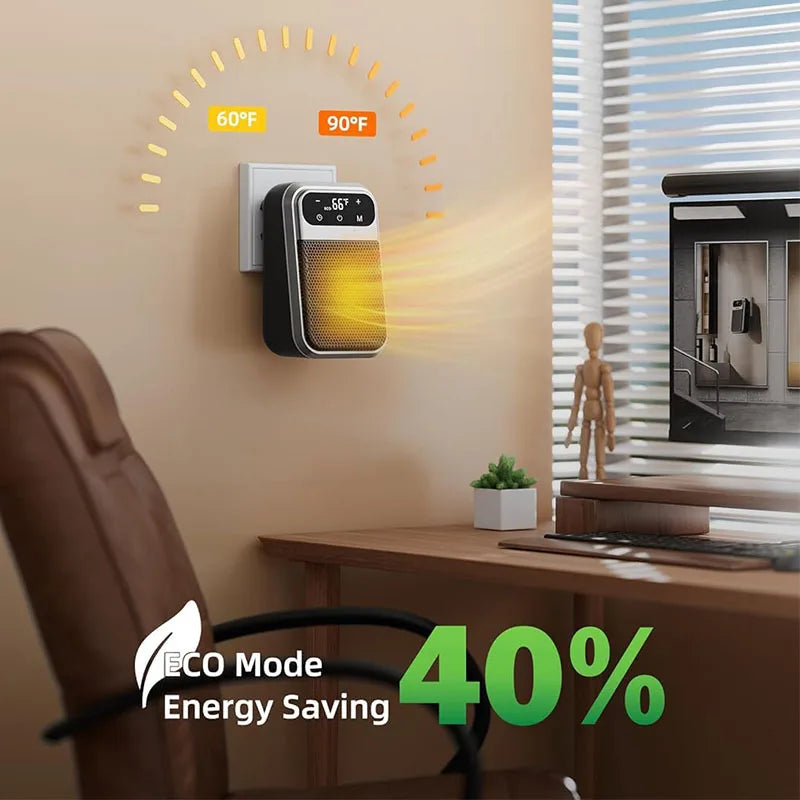 Plug-In Space Heater 800W Ceramic Wall Outlet Heater Timer Overheat Protection Quiet Energy Efficient Portable Heat for Bathroom Bedroom | Lonoma