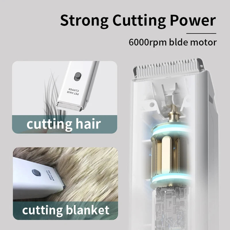 Pet Hair Clippers Rechargeable Cordless Low Noise 6000RPM Ceramic Blade Waterproof IPX7 USB Charging Dog Cat Grooming Trimmer 3-12mm Combs | Koossa