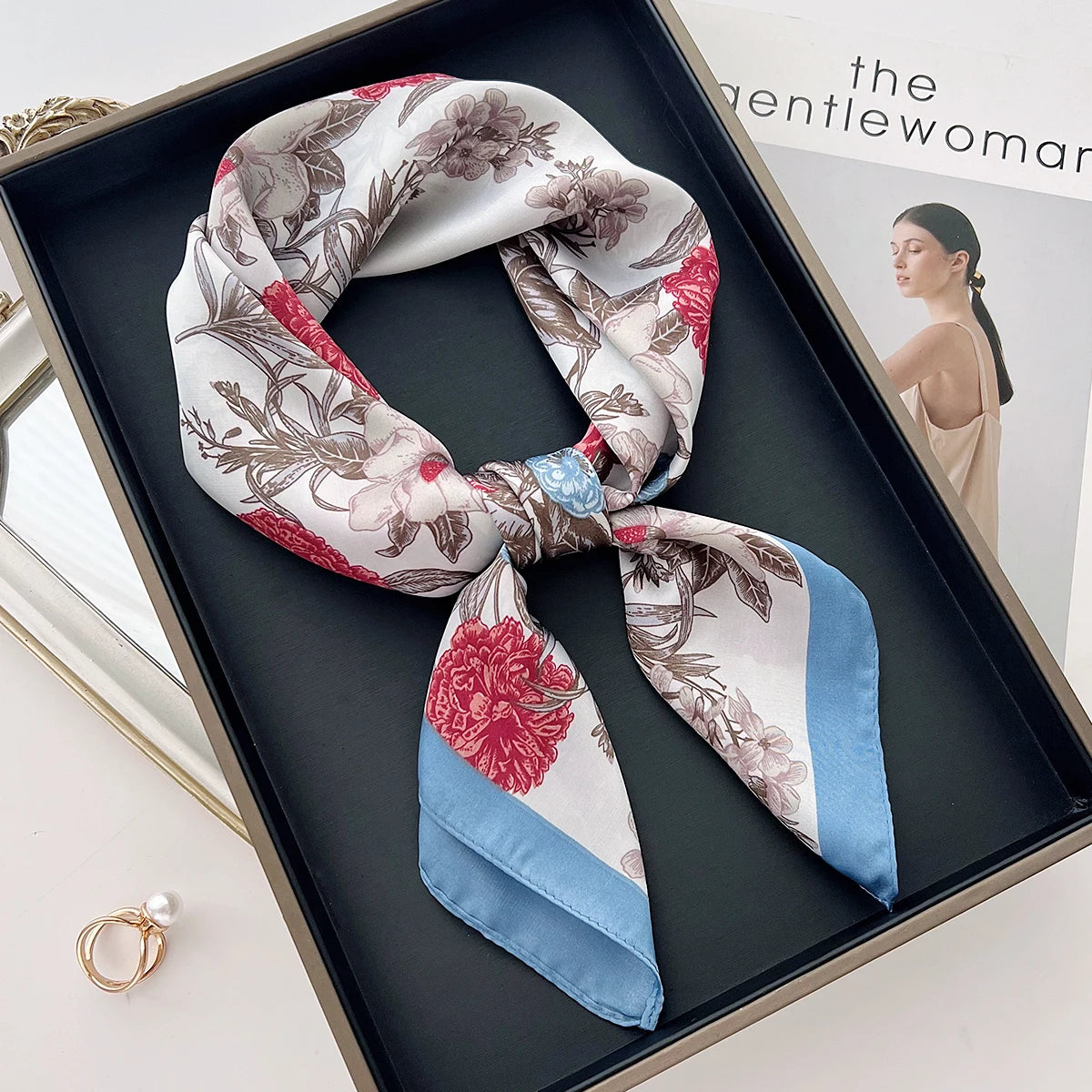 Square Satin Scarf 27.5 Inch Equestrian Print Headwrap Neck Tie Hairband for Women Four Season Versatile Accessory | Lonoma