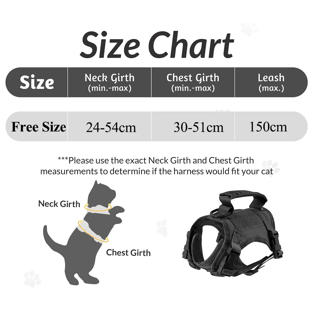 Cat Harness Tactical No-Pull Adjustable Escape-Proof Handle Mesh Vest Walking Large Small Dog | Koossa