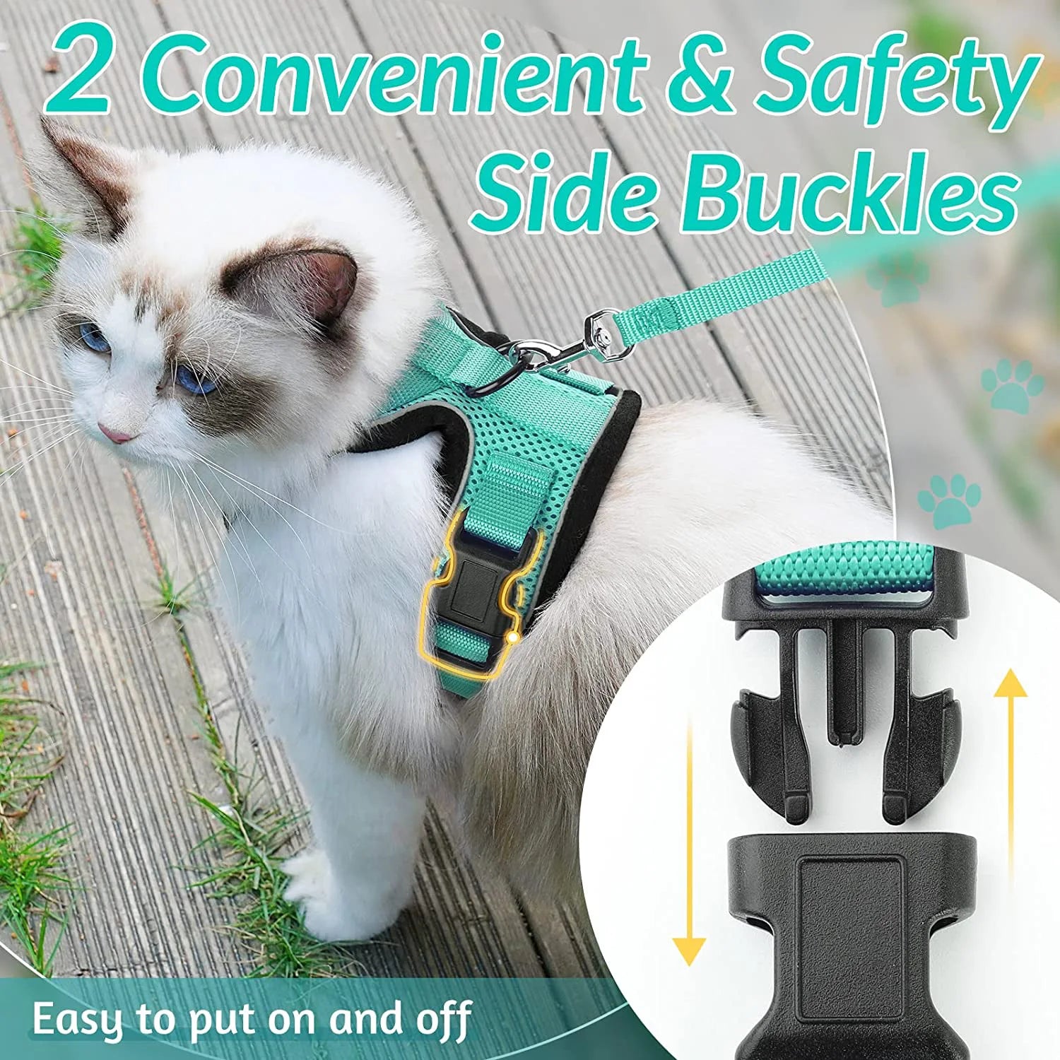 Cat Harness No-Choke Mesh Breathable Adjustable Escape-Proof Vest Kitten Lead Outdoor Walking | Koossa