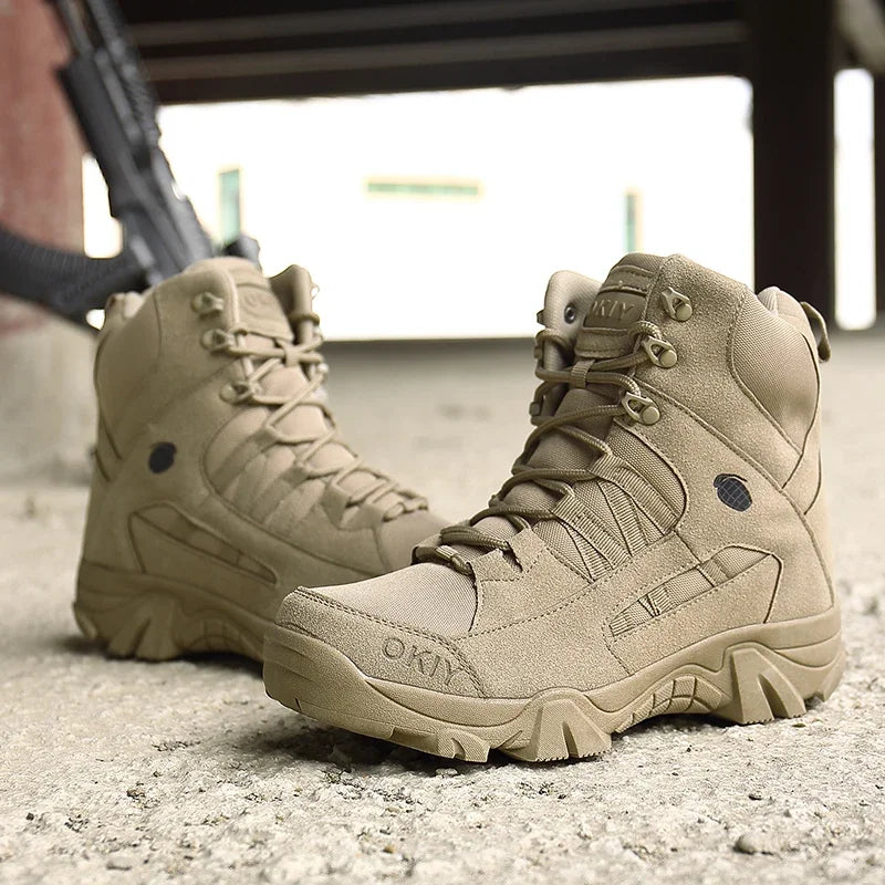 Men's Tactical Ankle Boots Rugged Hiking Footwear Platform Desert Style Lace-Up Work Boots Outdoor Trail Trekking Shoes Adventure Ready | Lonoma
