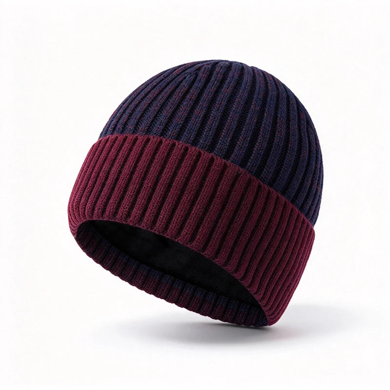 Men's Fleece-Lined Knit Beanie Winter Hat with Cuff Warm Thermal Skull Cap for Everyday Cold Weather | Lonoma