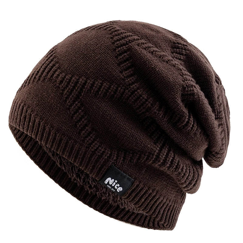 Fleece-Lined Knit Beanie Hat Unisex Winter Headwear Slouchy Warm Cap for Cold Weather Daily Wear | Lonoma