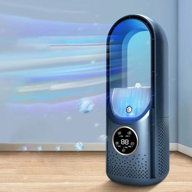 Rafraîchisseur d'Air Portable USB 100 ml Silencieux Sans Fil Blanc Bleu Bureau Chambre Maison Nomade Compact | Koossa