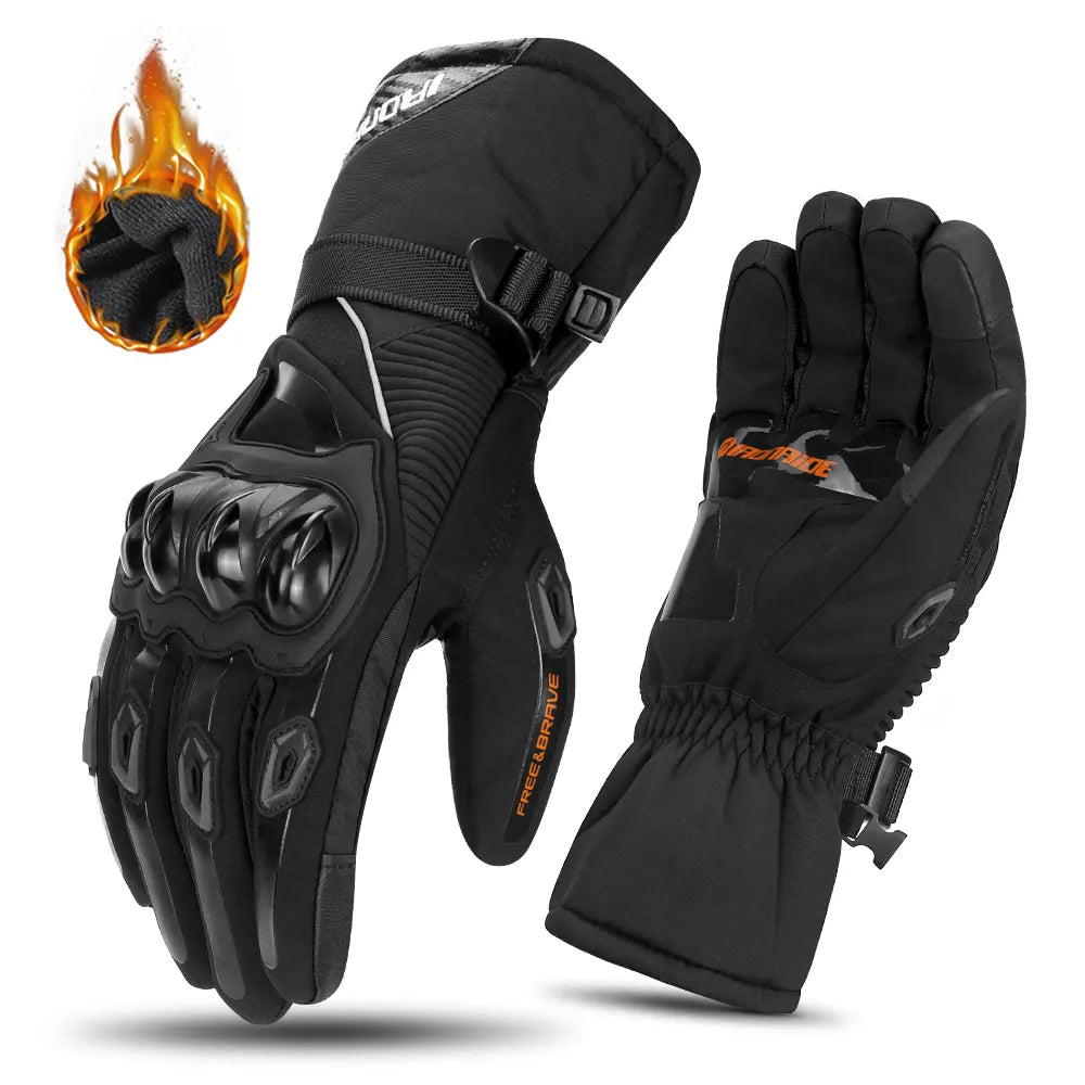Men's Insulated Black Winter Motorcycle Gloves — Waterproof Protective Riding Gloves with Carbon Fibre Reinforcement | Koossa