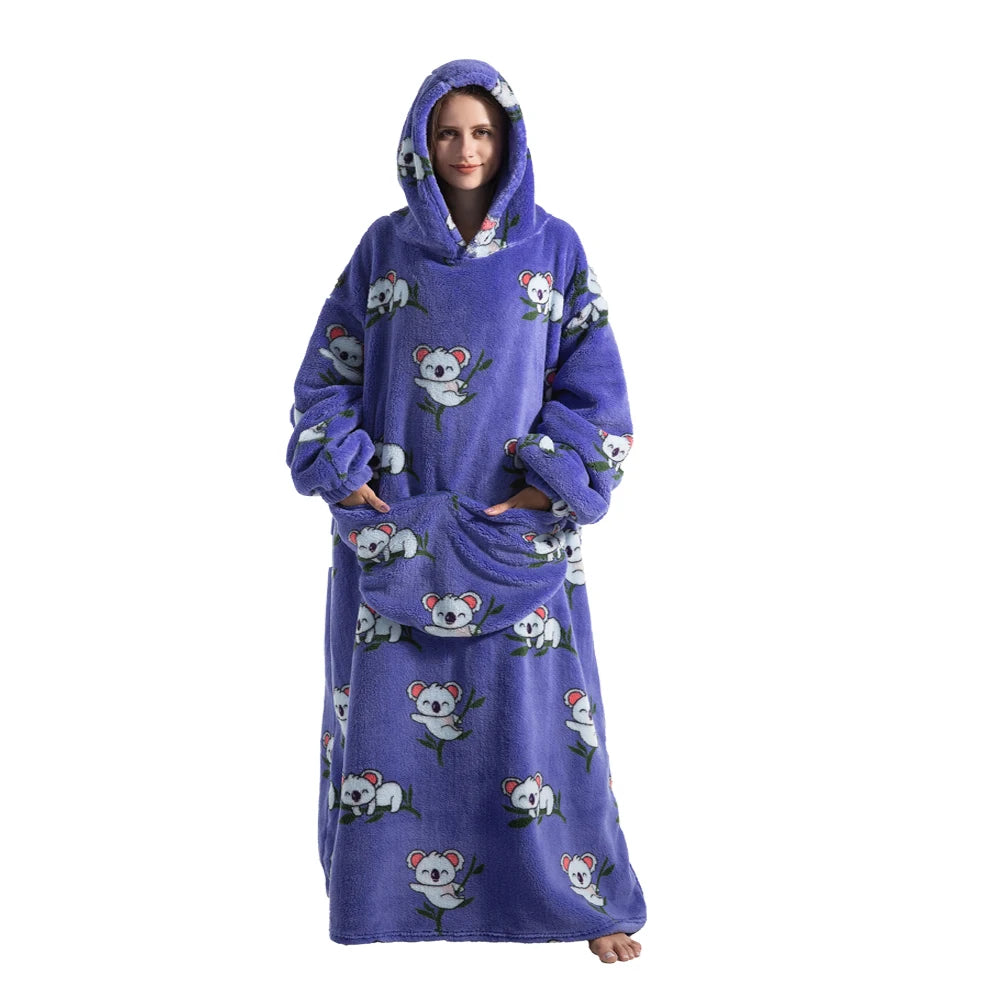 Oversized Wearable Blanket Hoodie with Sleeves Sherpa Fleece Throw for Adults Cozy Soft Plush Winter Loungewear Women Men | Lonoma