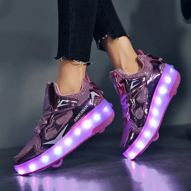 Children's LED Light-Up Roller Shoes — Fun Wheeled Skate Trainers for Active Kids & Outdoor Play | Koossa