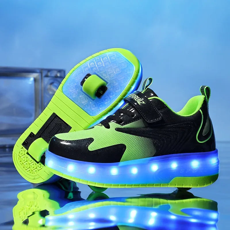 Children's LED Light-Up Roller Shoes — Fun Wheeled Skate Trainers for Active Kids & Outdoor Play | Koossa