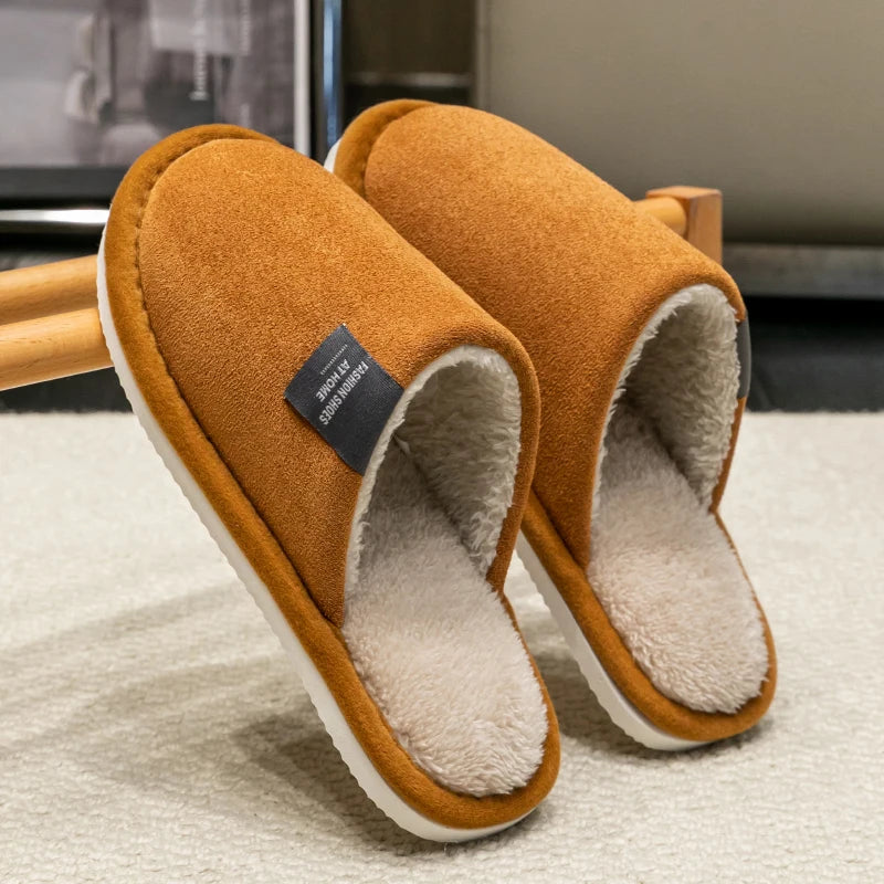 Men's Suede House Slippers Indoor Winter Shoes Quiet Non-Slip Cushioned Warm Slip-On Moccasins for Fall Cold Weather Guest Bedroom | Lonoma