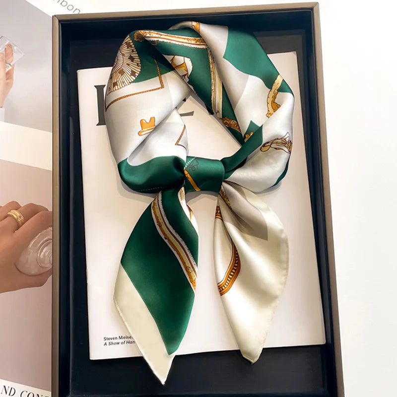 Square Satin Scarf 27.5 Inch Equestrian Print Headwrap Neck Tie Hairband for Women Four Season Versatile Accessory | Lonoma