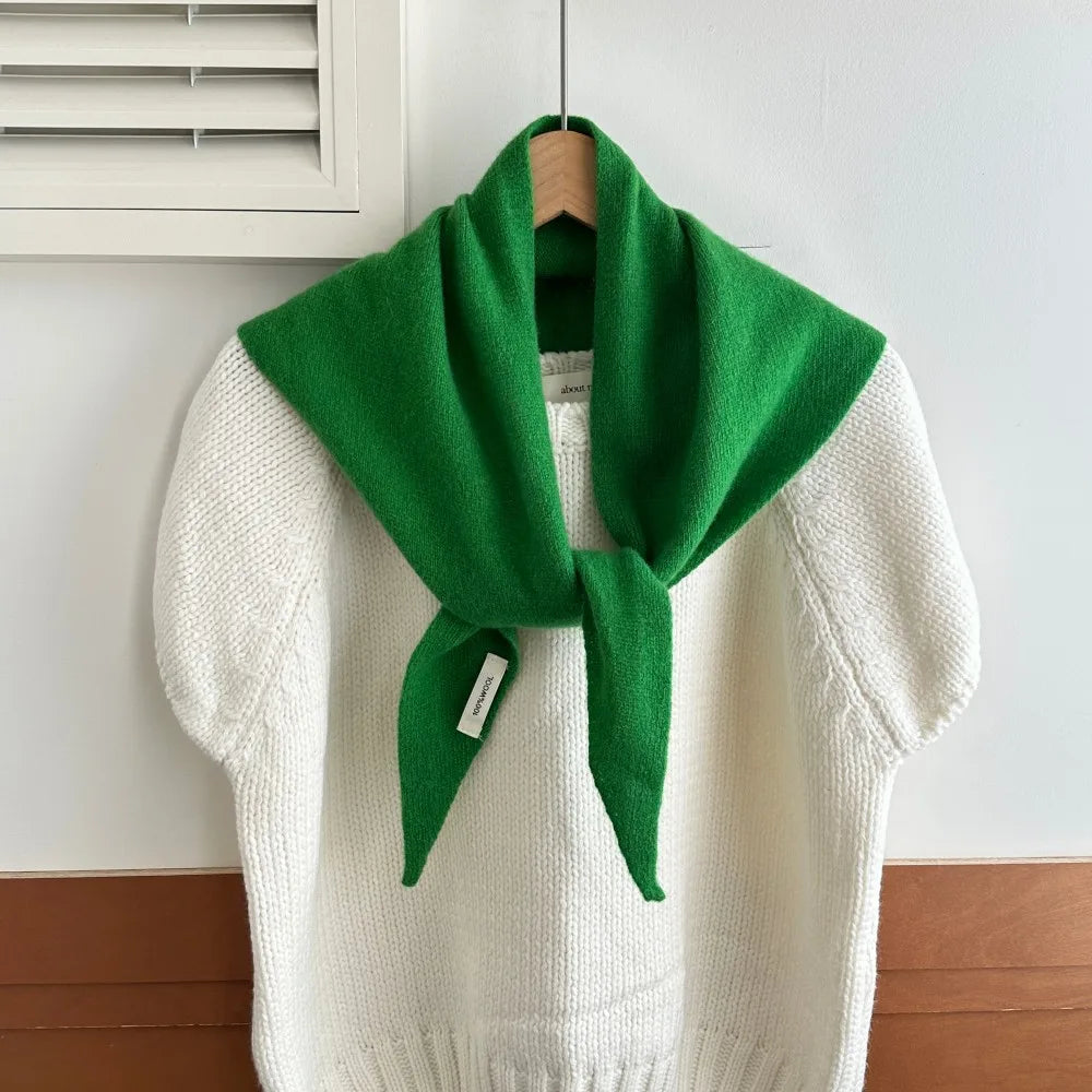 Pure Wool Winter Scarf for Women Oversized Knit Triangle Wrap Shawl Solid Color Lightweight Head Scarf Cold Weather Accessory | Lonoma