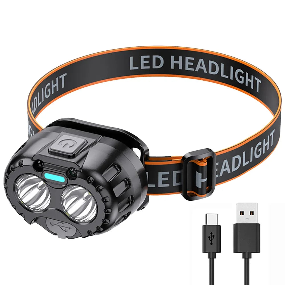 Rechargeable LED Headlamp 250 Lumens Motion Sensor Waterproof for Camping Hiking Fishing Running Cycling Hands-Free Flashlight | Lonoma