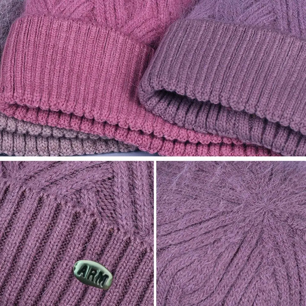 Fleece-Lined Knit Winter Hat for Women with Fold-Up Cuff & Ear Warmers for Cold Weather Outdoors Daily Wear | Lonoma