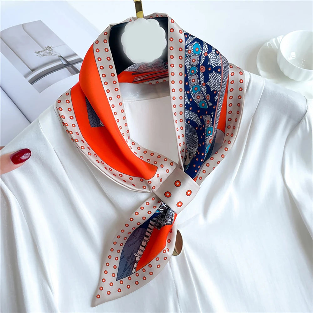 Satin Skinny Neck Scarf with Equestrian Print for Women – Versatile Hair Ribbon, Wrist Wrap, Bandana & Handbag Tie – 30 × 5 in Silky | Lonoma
