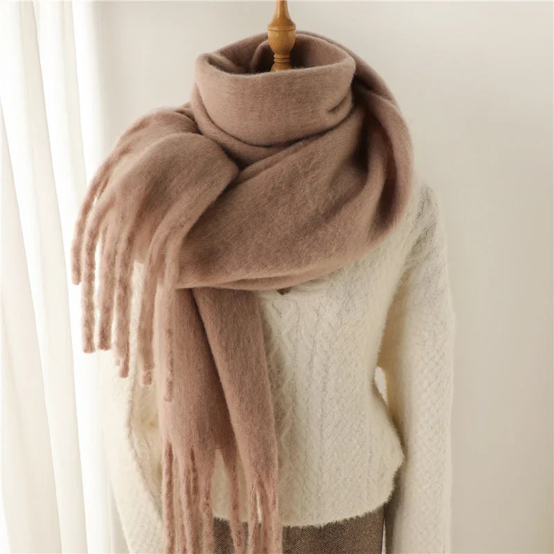 Oversized Tassel Wrap Shawl for Women – Soft Viscose Blend Blanket Scarf 94 x 15 Inches for Cold Weather | Lonoma