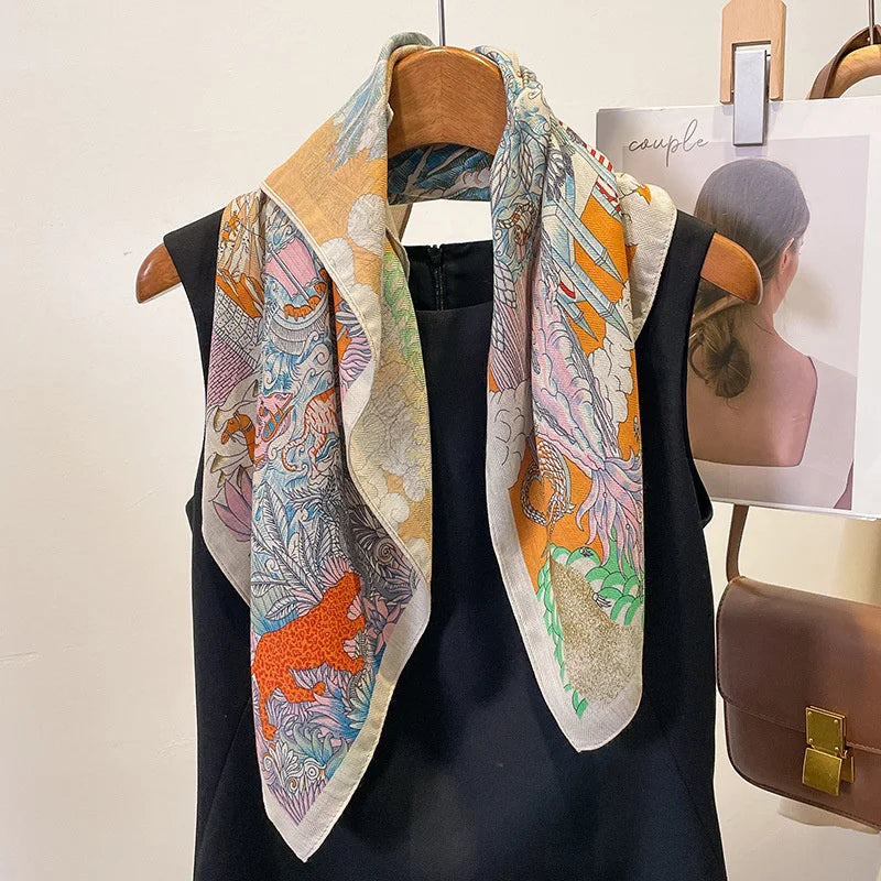 Cotton Square Scarf for Women Lightweight Printed Neckerchief Hair Wrap 27 Inches Bandana Versatile Headscarf Fashion Accessory | Lonoma