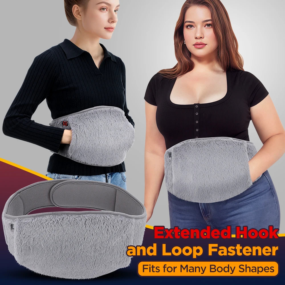 USB Heated Waist Belt with Hand Warmer Pocket 3 Temperature Settings Adjustable Abdominal Wrap Portable Therapy Pad for Cramps Relief | Lonoma