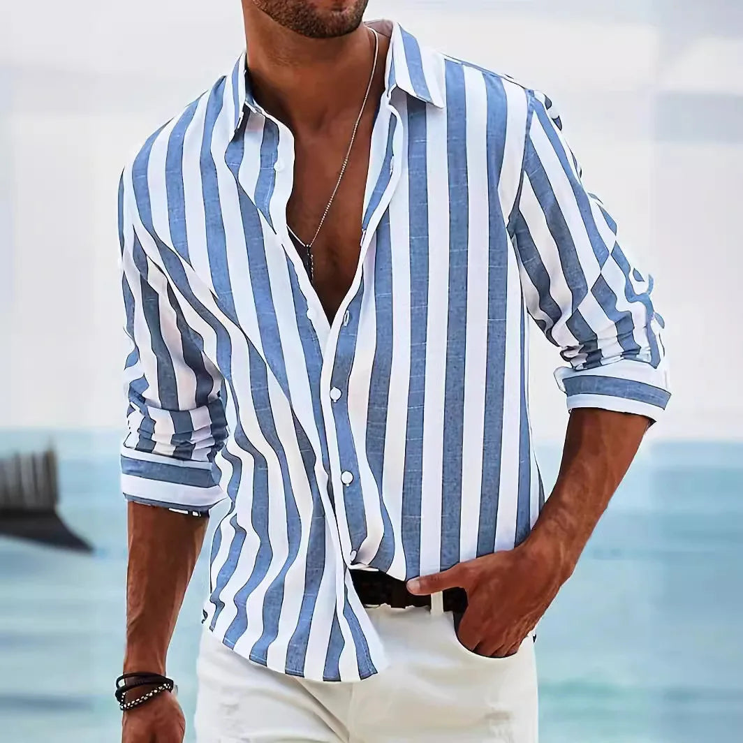 Men's Classic Striped Shirt — Long-Sleeve Summer Shirt for Smart-Casual Wear & Weekend Style | Koossa