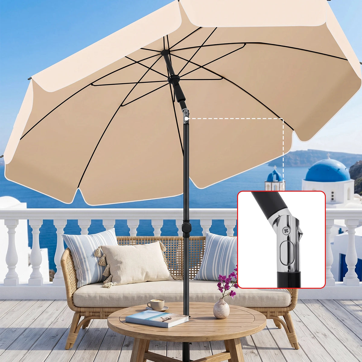 6.5 ft Outdoor Patio Umbrella with Tilt and Carry Bag – UV Protection Sun Shade for Beach, Garden, Deck | Lonoma