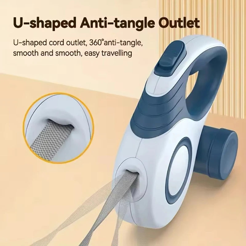 Dog Lead Retractable 3m 5m Automatic Extending Leash Small Medium Pet Walking One-Handed Lock Waste Bag Dispenser | Koossa