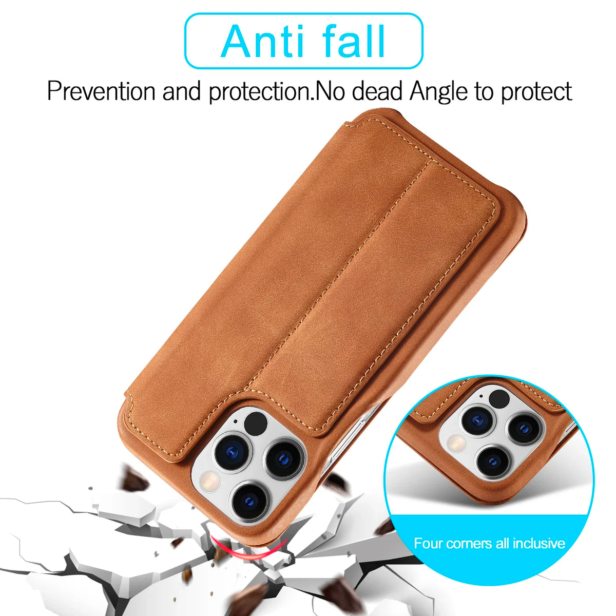 Folio Wallet Phone Case with Card Slots for iPhone – Faux Leather Flip Cover with Magnetic Closure & Kickstand | Lonoma