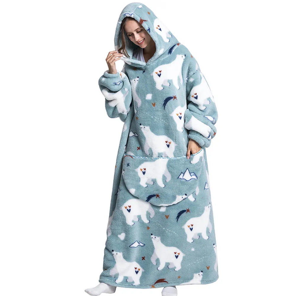 Oversized Wearable Blanket Hoodie with Sleeves Sherpa Fleece Throw for Adults Cozy Soft Plush Winter Loungewear Women Men | Lonoma