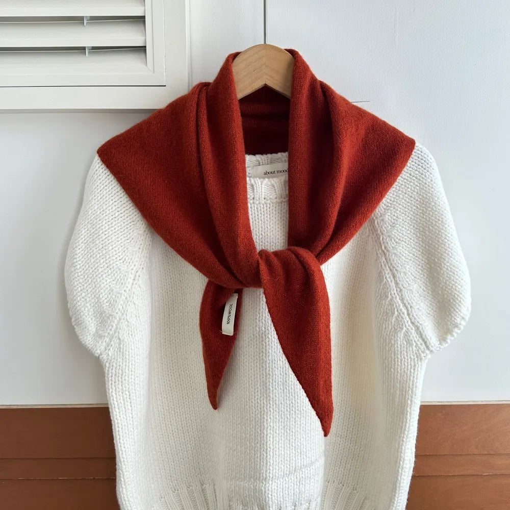 Pure Wool Winter Scarf for Women Oversized Knit Triangle Wrap Shawl Solid Color Lightweight Head Scarf Cold Weather Accessory | Lonoma