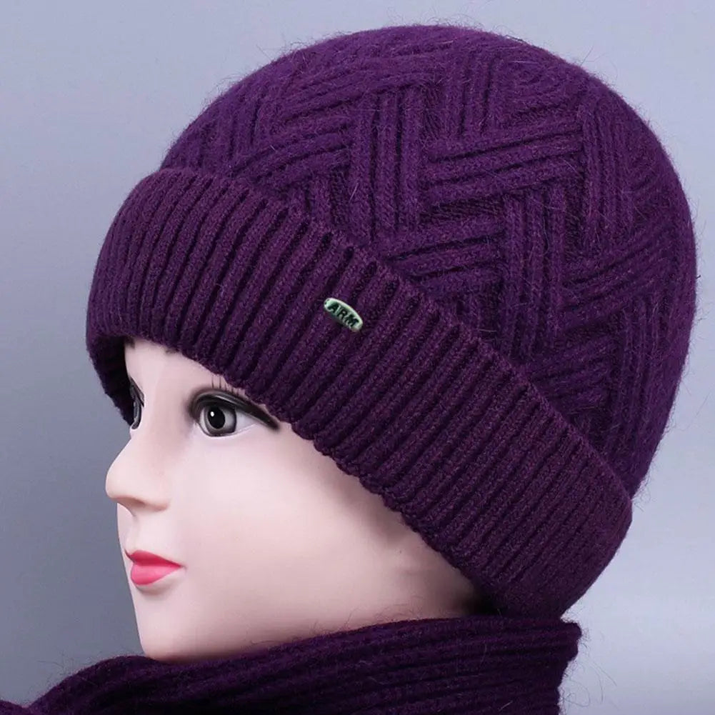 Fleece-Lined Knit Winter Hat for Women with Fold-Up Cuff & Ear Warmers for Cold Weather Outdoors Daily Wear | Lonoma