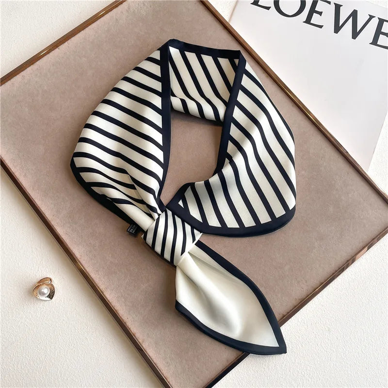 Silk-Feel Horse Print Skinny Scarf for Women Neck Wrap Hair Tie Wrist Accessory Satin Ribbon Bandana Fashion Neckerchief Lightweight | Lonoma