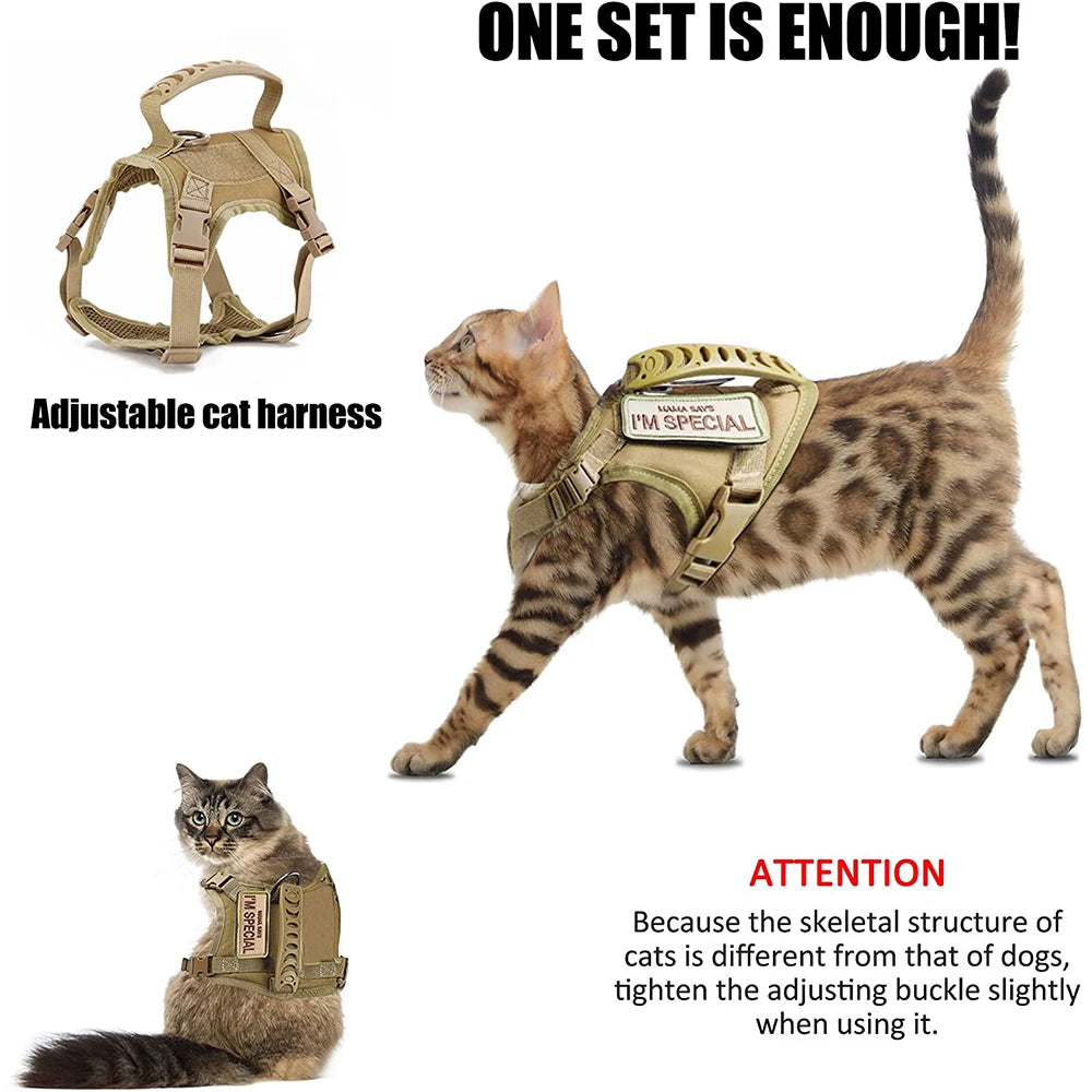 Cat Harness Tactical No-Pull Adjustable Escape-Proof Handle Mesh Vest Walking Large Small Dog | Koossa