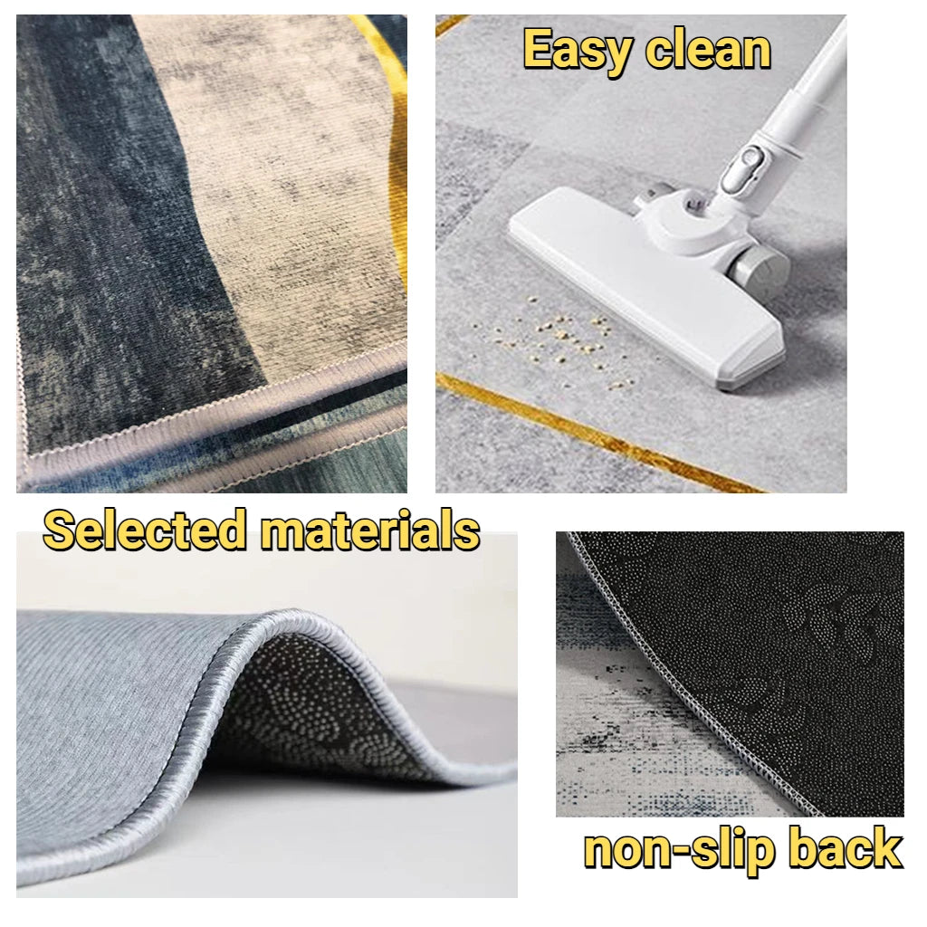Modern Hallway Runner Rug Geometric Print Low-Profile Non-Slip Floor Mat for Entryway Living Room Bedroom Kitchen Gray Abstract Design | Lonoma