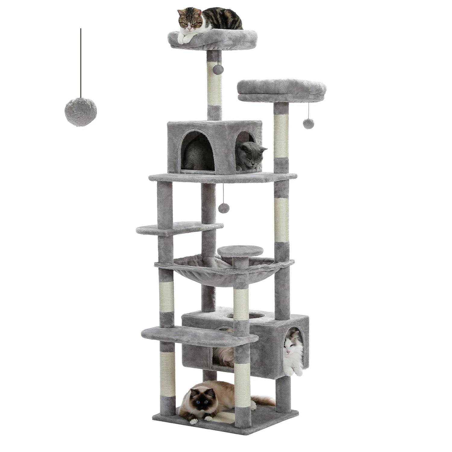 Cat Tree Scratching Post Sisal 136cm Tall Multi-Level Tower Hammock Condo Perch Platform Climbing Activity Centre Indoor | Koossa