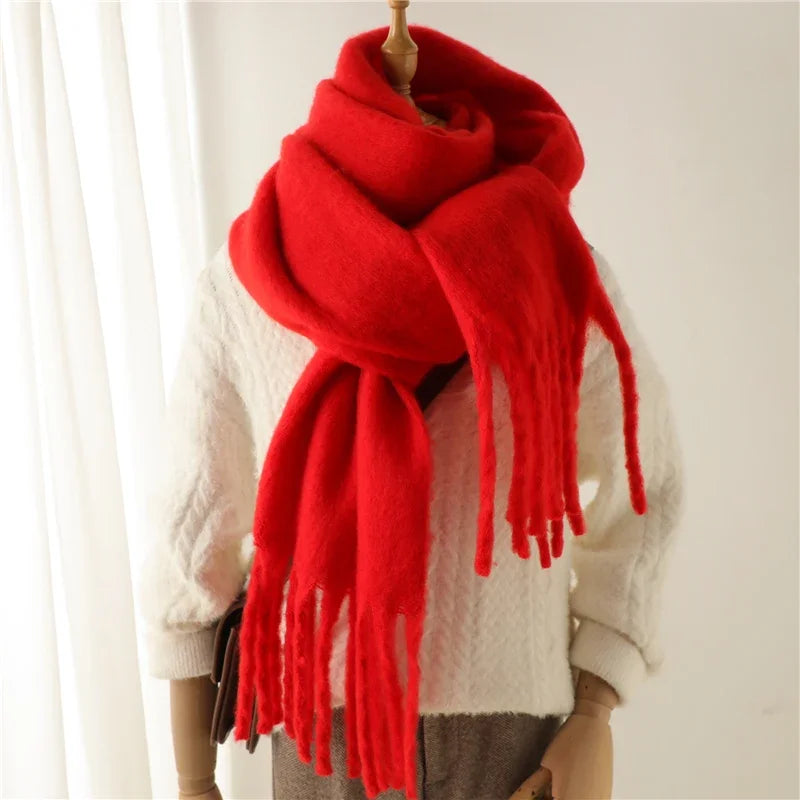 Oversized Blanket Wrap Shawl for Women – Soft Viscose-Polyester Blend with Decorative Fringed Ends – Cold Weather Layering Accessory | Lonoma
