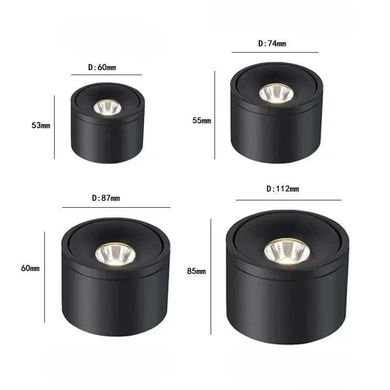 Spot LED Orientable en Saillie Aluminium Blanc Noir Dimmable Angles Réglables pour Salon Bureau Cuisine | Koossa