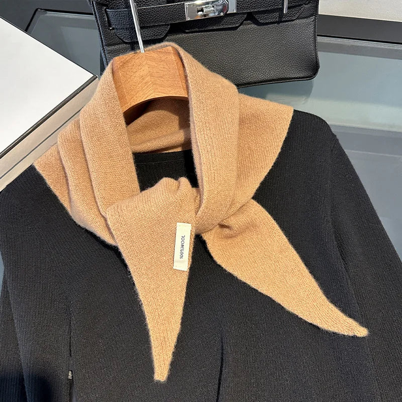 Triangle Wool Scarf for Women – 100% Pure Wool Winter Wrap Shawl with Solid Color Design for Cold Weather | Lonoma