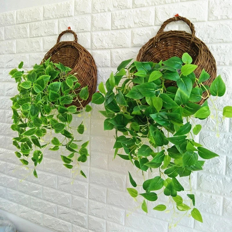 Panier suspendu en rotin naturel tressé à la main pour plantes vertes mur intérieur extérieur décoration | Koossa