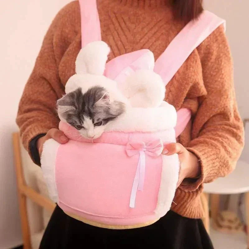 Cat Carrier Backpack Quilted Velvet Foldable Small Medium Large Padded Travel Bag Hands-Free Ventilated Secure Pet Transport | Koossa